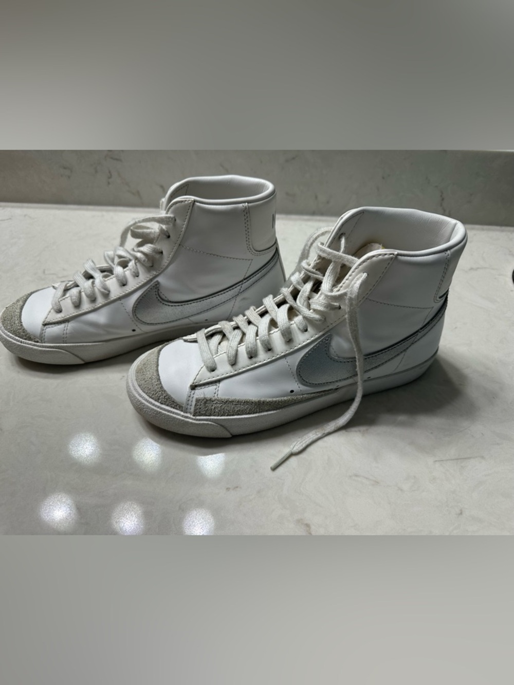 Nike White High-Top Sneakers with Light Gray Accents
